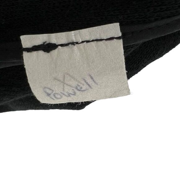 Douglas Hannant Black Merino Wool Crepe Wrap Around Tie Top Leather Trim Size 4 - Picture 8 of 9